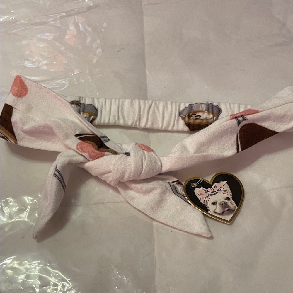 Pink and White Dog Print Headband